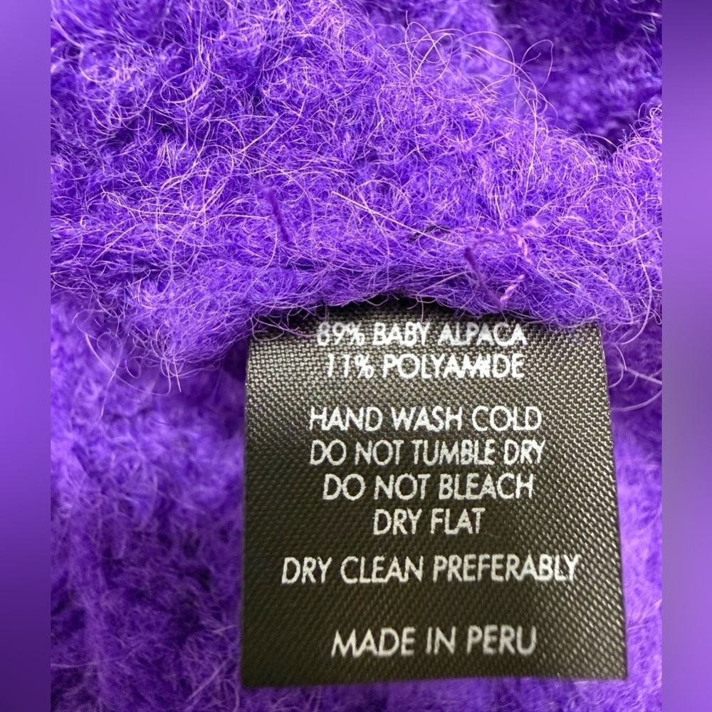 NWT BABY ALPACA CARDIGAN PURPLE OPEN FRONT SHAWL COLLAR Made in Peru S/M LUXARY - Picture 14 of 15